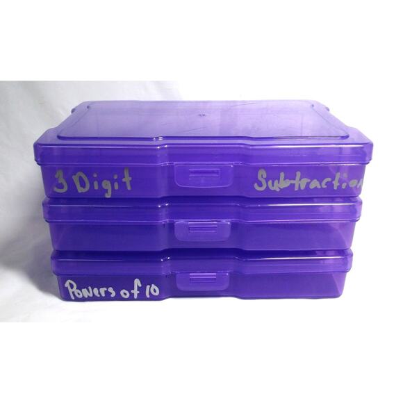 Bright Creations Three Purple Storage Boxes Plastic Transparent Snap Lid 4x6 Ins - Picture 2 of 3
